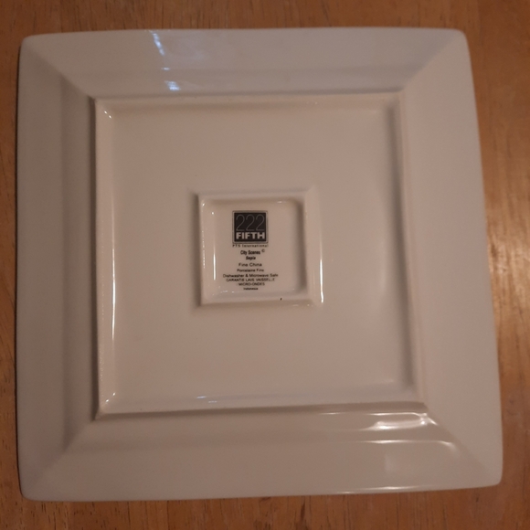 222 Fifth Eiffel Tower Square Dinner Plates - Cream and Brown - Picture 5 of 16